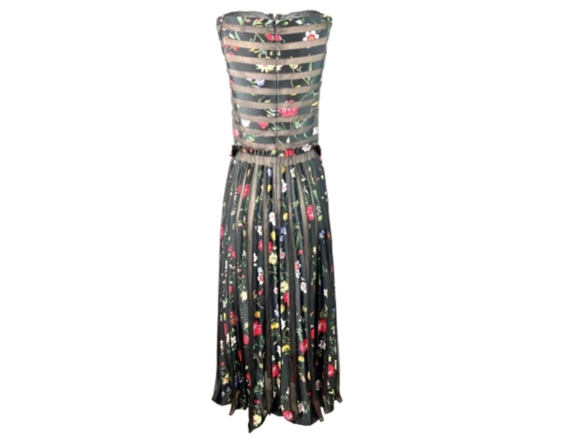 Oscar de la Renta Black Floral Maxi Dress, Size 10 For Sale 4