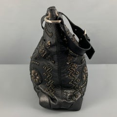 OSCAR DE LA RENTA Black Gold Studded Leather Handbag