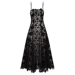 Oscar de la Renta Black Guipure Lace Midi Dress Size US 8