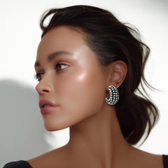 Oscar de la Renta Black Hematite-Plated Pavé Crystal Curved Demi-Hoop Earrings