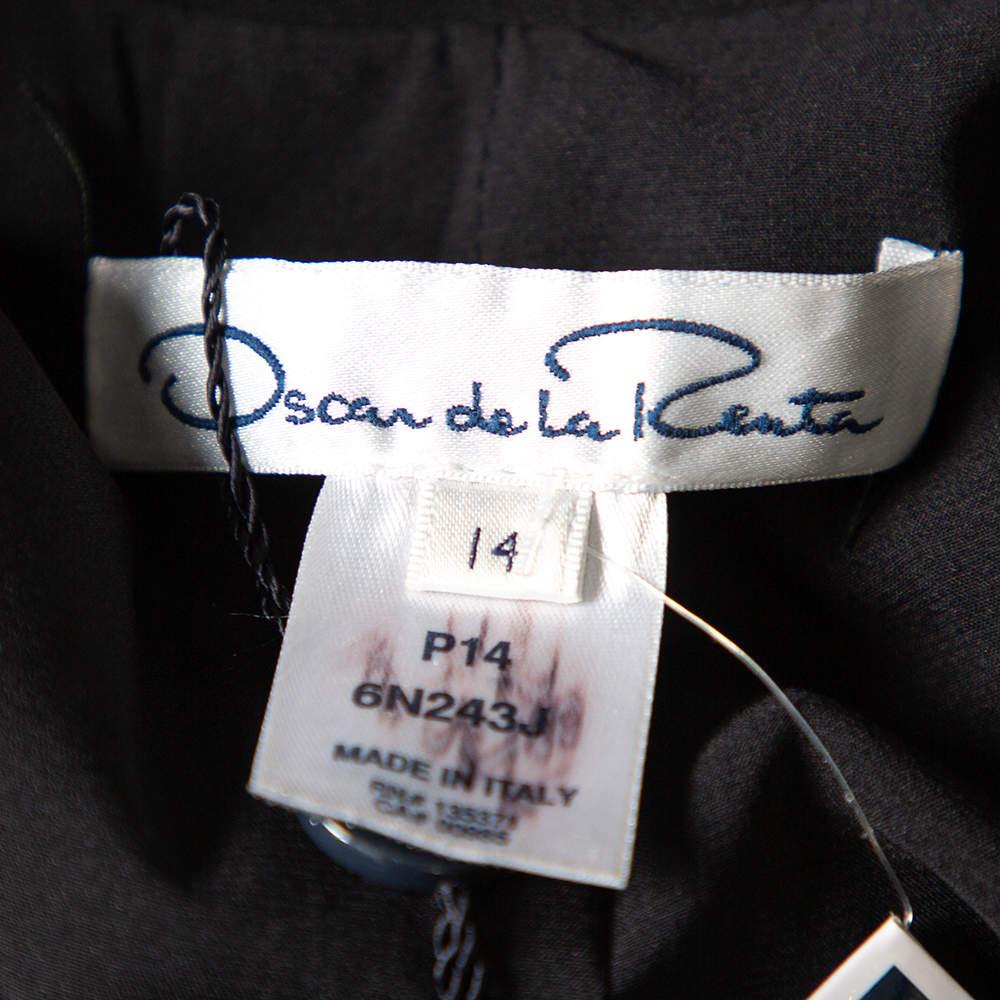 Oscar de la Renta Black Knit Draped Detail Collarless Button Front Blazer XL 1
