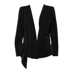 Oscar de la Renta Black Knit Draped Detail Collarless Button Front Blazer XL