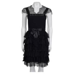 Oscar De La Renta Vestido Ajustado de Encaje Negro - UK6/XS
