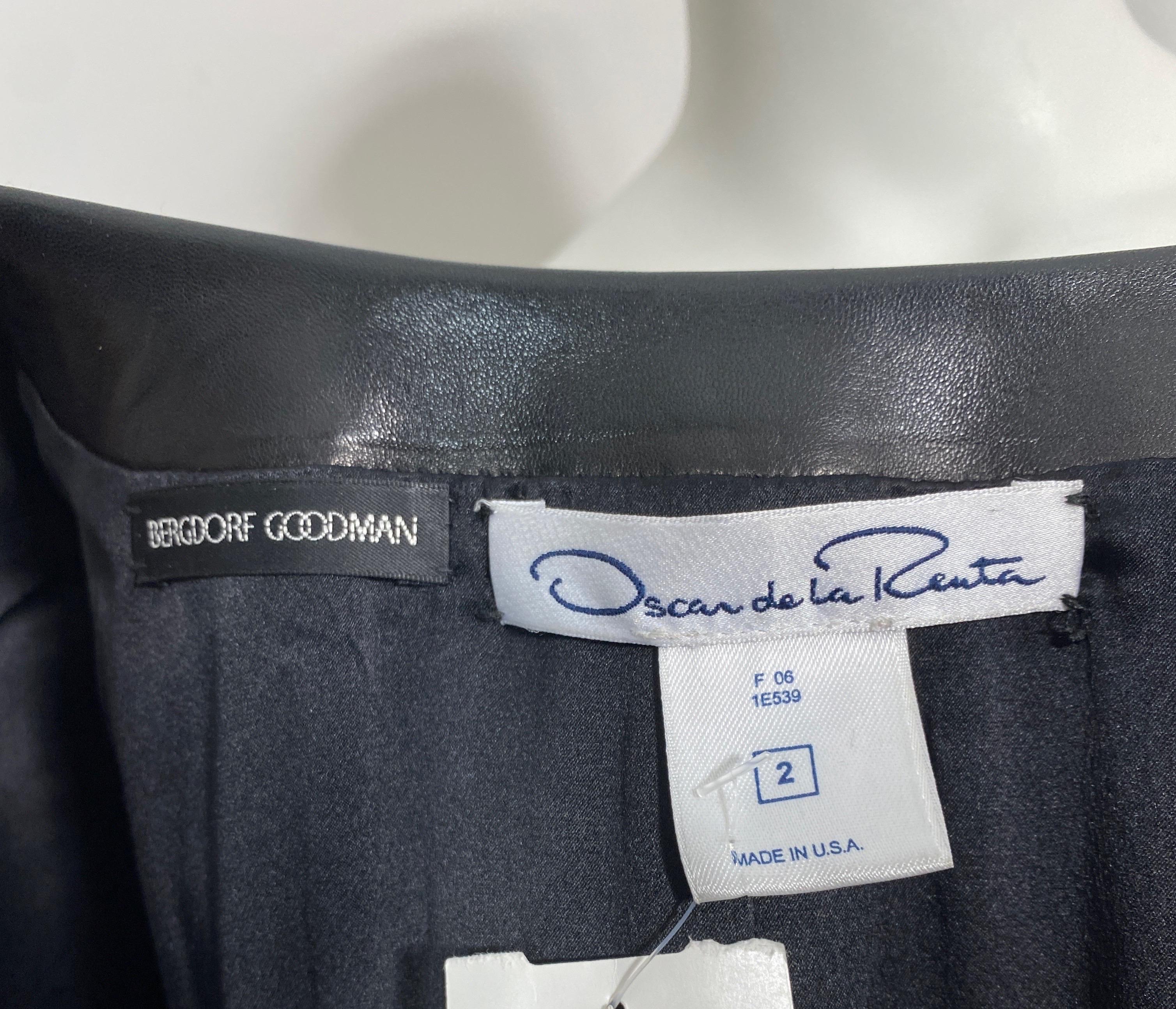 Oscar de la Renta Black Lambskin Leather Embellished Coat-Fall 2006-Size 2 For Sale 10