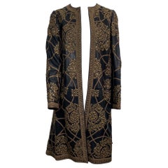 Oscar De La Renta - Cappotto in pelle di agnello nero impreziosito - Autunno 2006 - Taglia 2