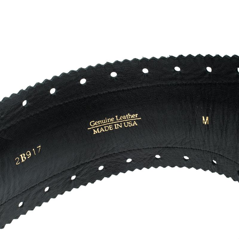 Oscar de la Renta Black Leather Waist Belt 80cm 2