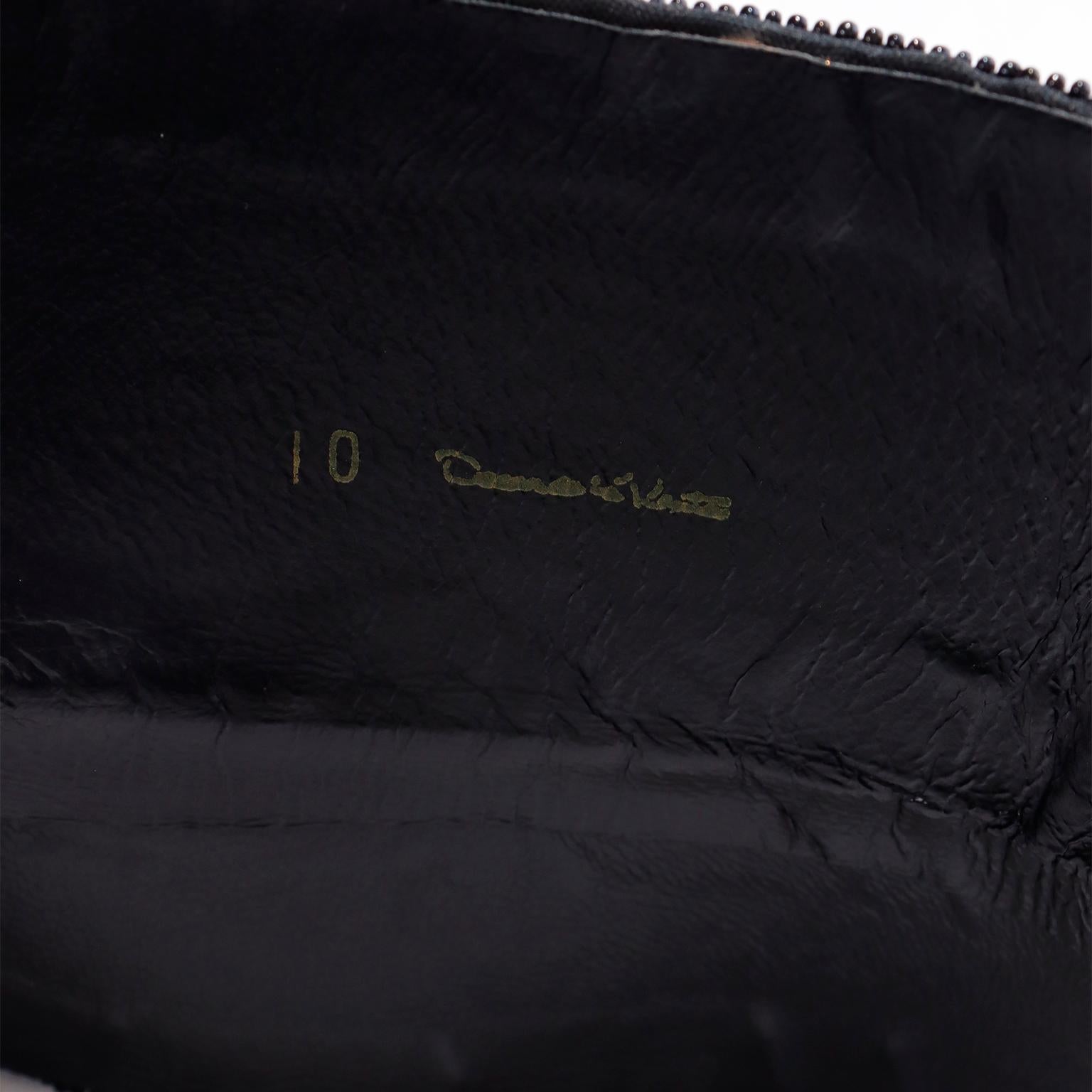 Oscar de la Renta Black Satin & Leather Beaded Corset Style Wide Belt For Sale 4
