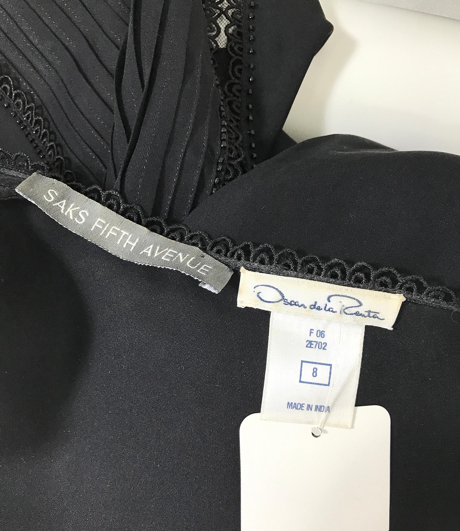 Oscar de la Renta Black Silk Beaded Poet Sleeve Blouse 9