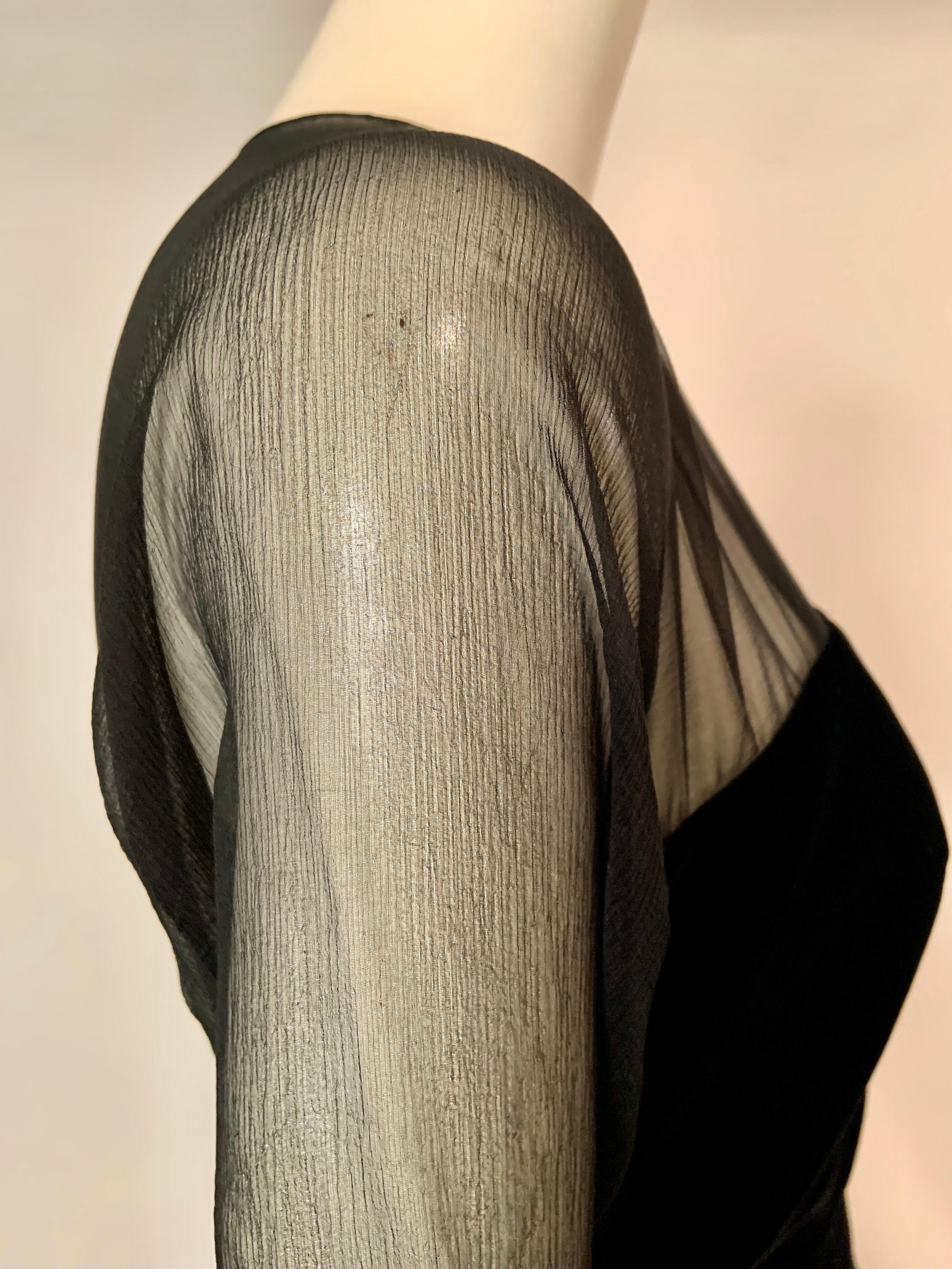 Oscar de la Renta Schwarzes Cocktailkleid aus Seidenchiffon und Samt oder  Abendkleid im Angebot 6