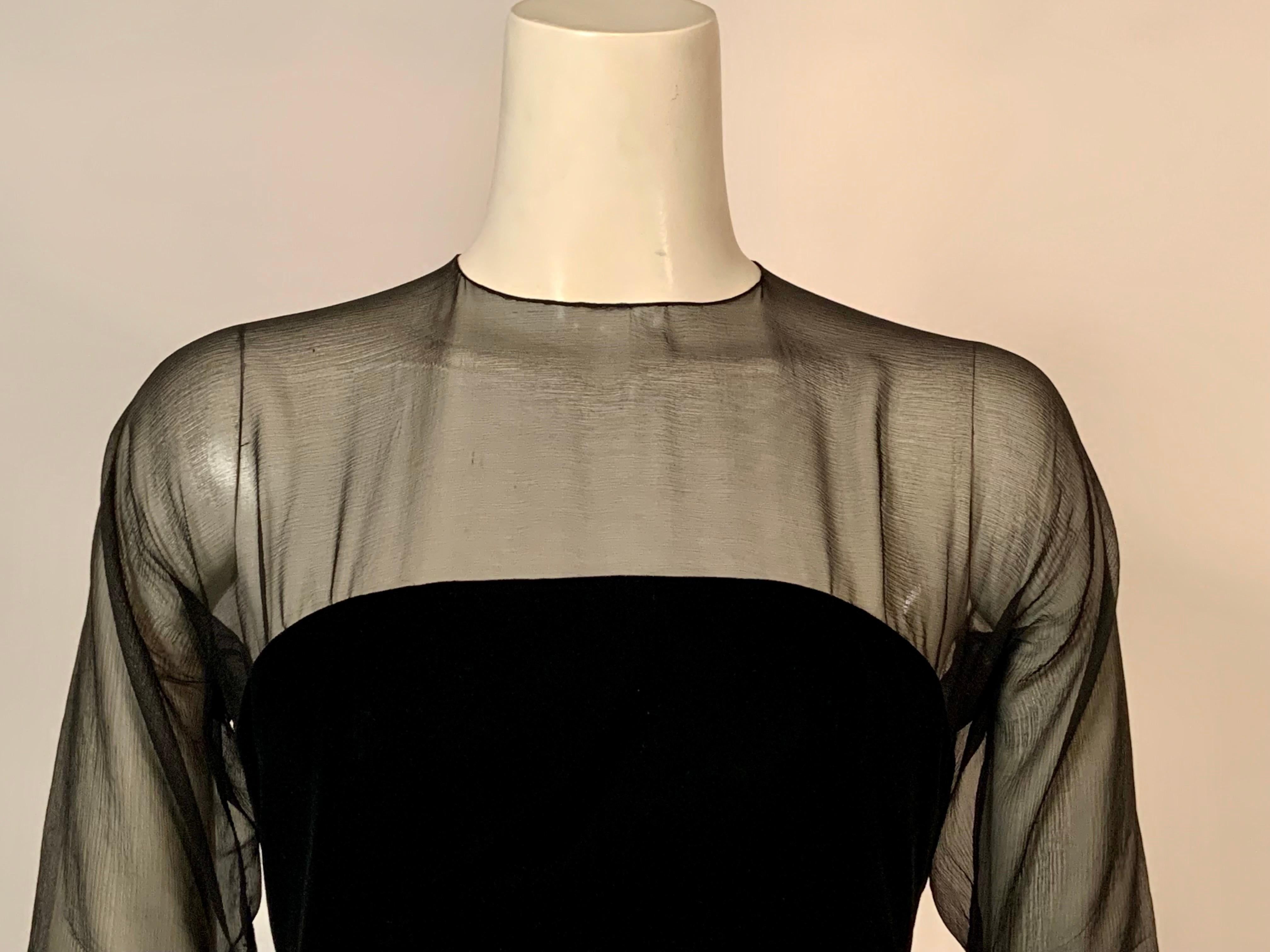 Oscar de la Renta Schwarzes Cocktailkleid aus Seidenchiffon und Samt oder  Abendkleid Damen im Angebot