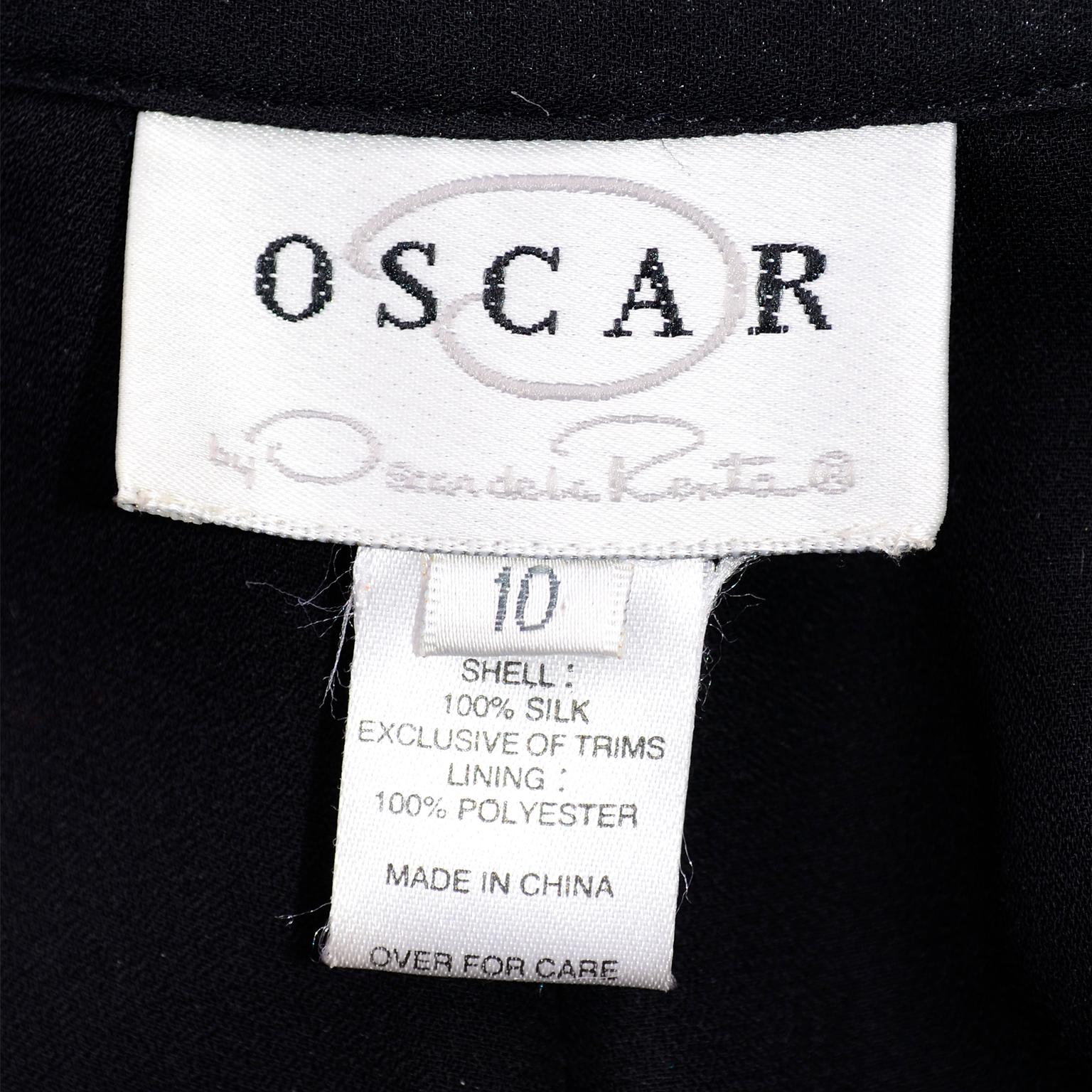 Women's Oscar de la Renta Black Silk Sequin Evening Pants Size 10 For Sale