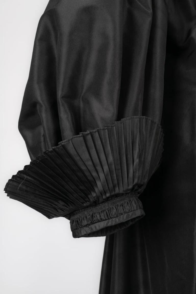 Oscar De La Renta Black Silk Taffeta Evening Coat Dress, circa 1980 1