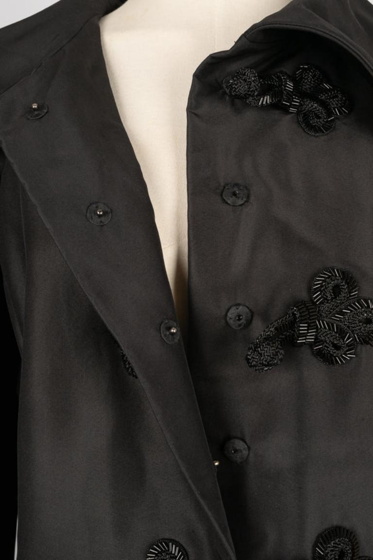 Oscar De La Renta Black Silk Taffeta Evening Coat Dress, circa 1980 2
