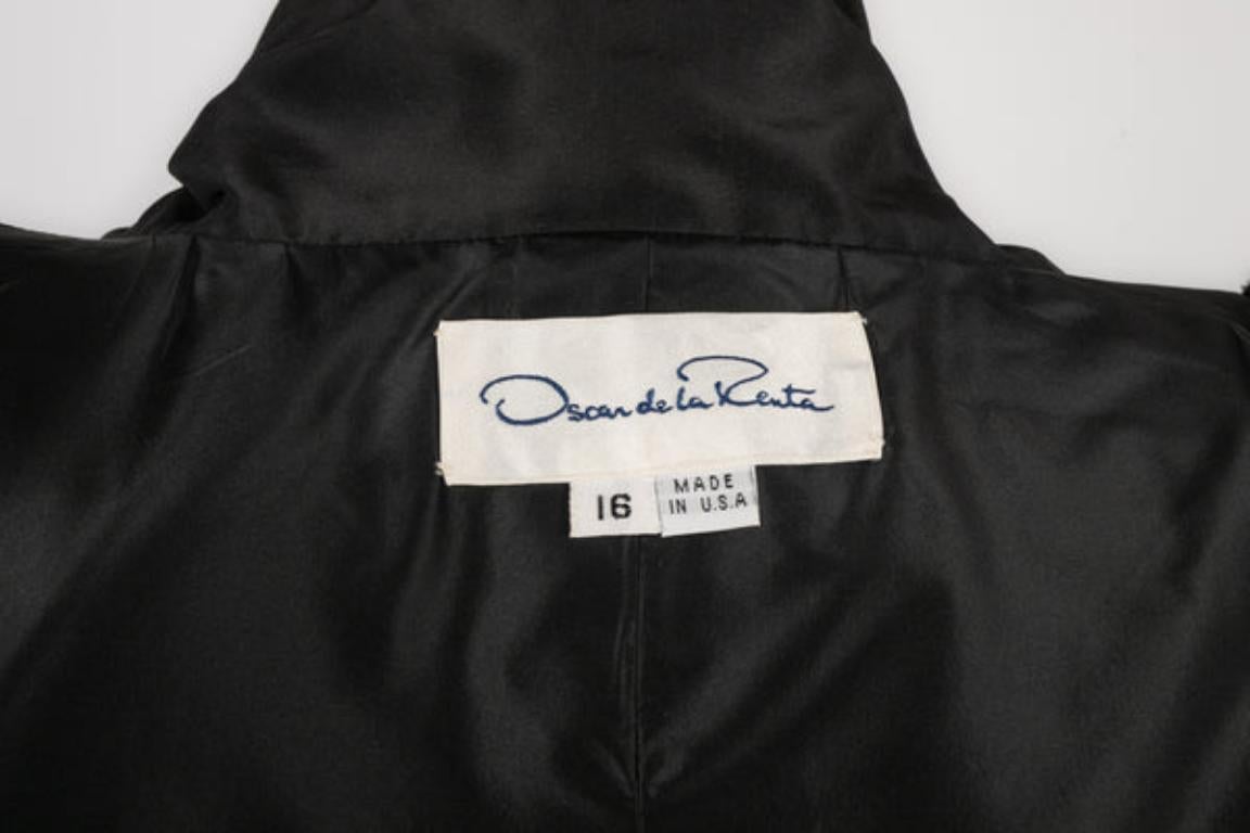 Oscar De La Renta Black Silk Taffeta Evening Coat Dress, circa 1980 3