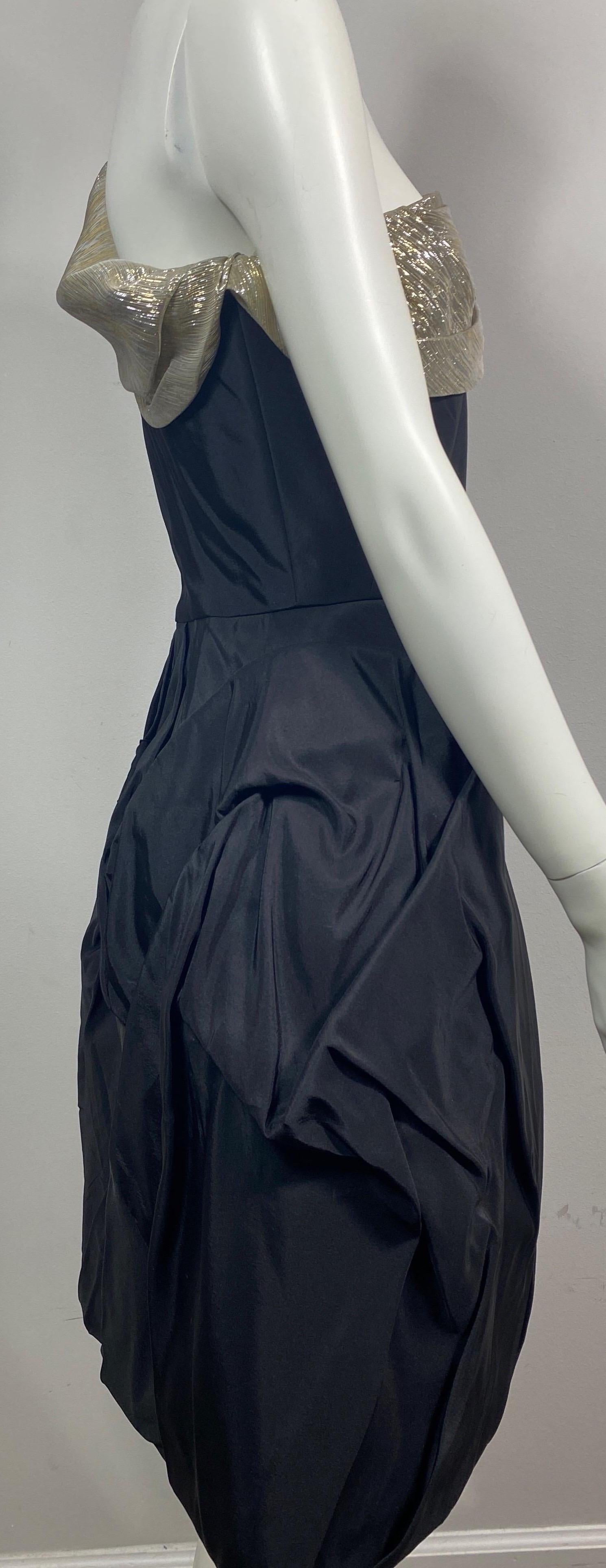 Oscar de la Renta Runway Black Taffeta One shoulder Dress-Pre Fall 2009-Size 10 For Sale 6