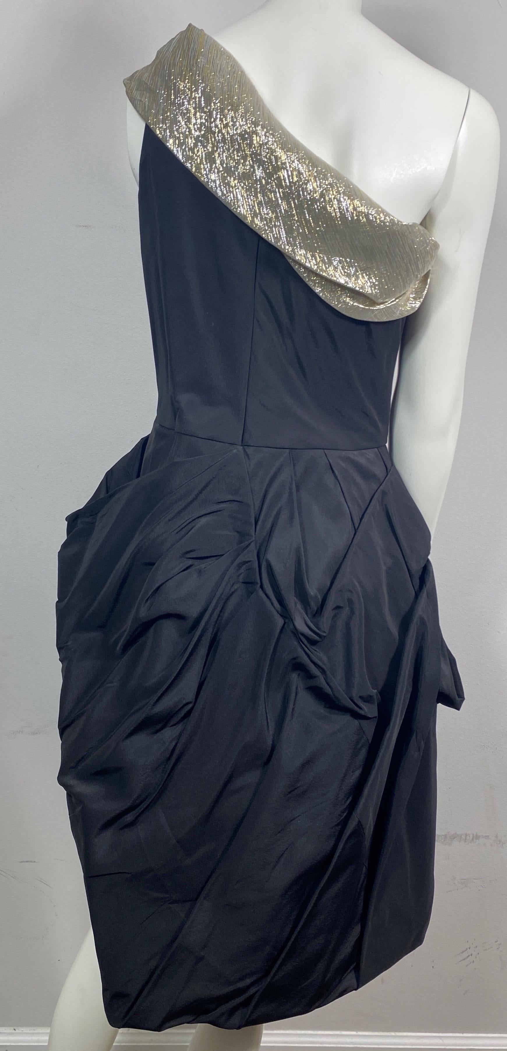 Oscar de la Renta Runway Black Taffeta One shoulder Dress-Pre Fall 2009-Size 10 For Sale 7