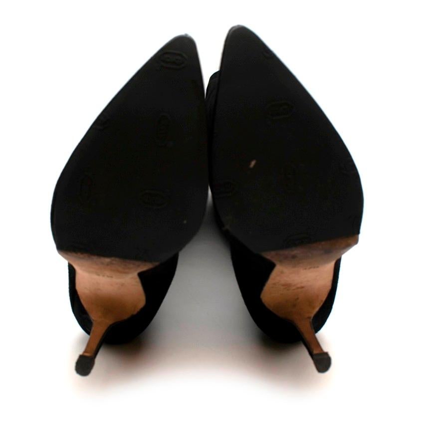 Oscar de la Renta Black Suede Heeled Knee Boots - Size EU 37.5 In Excellent Condition For Sale In London, GB