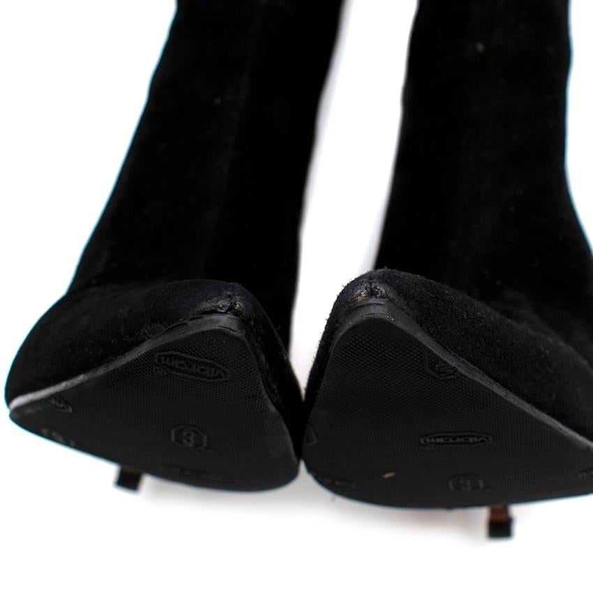 Oscar de la Renta Black Suede Heeled Knee Boots - Size EU 37.5 For Sale 1