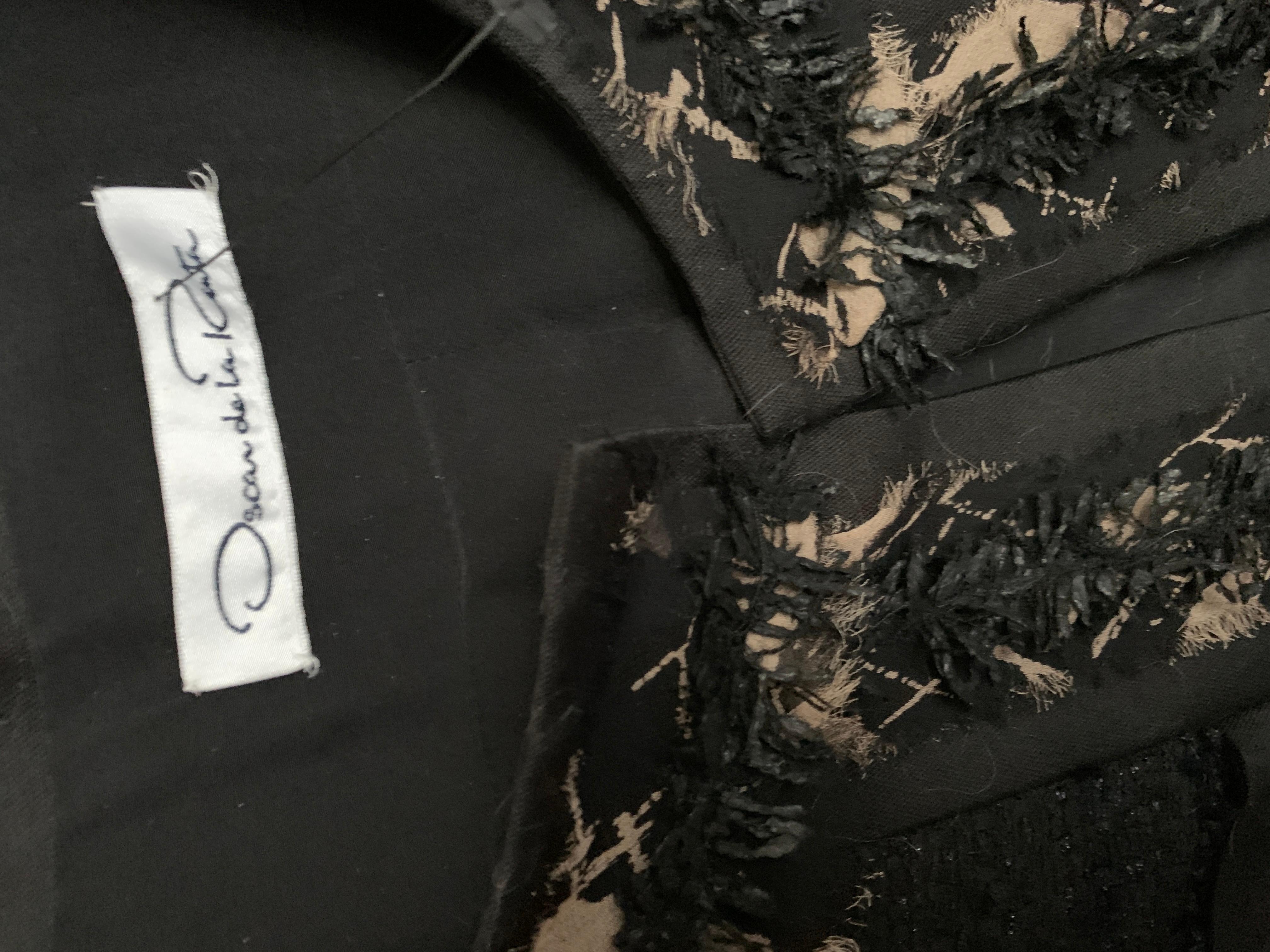 Oscar De La Renta Black & Tan Chic Bouclé Cardigan Coat Size 10/12 For Sale 7