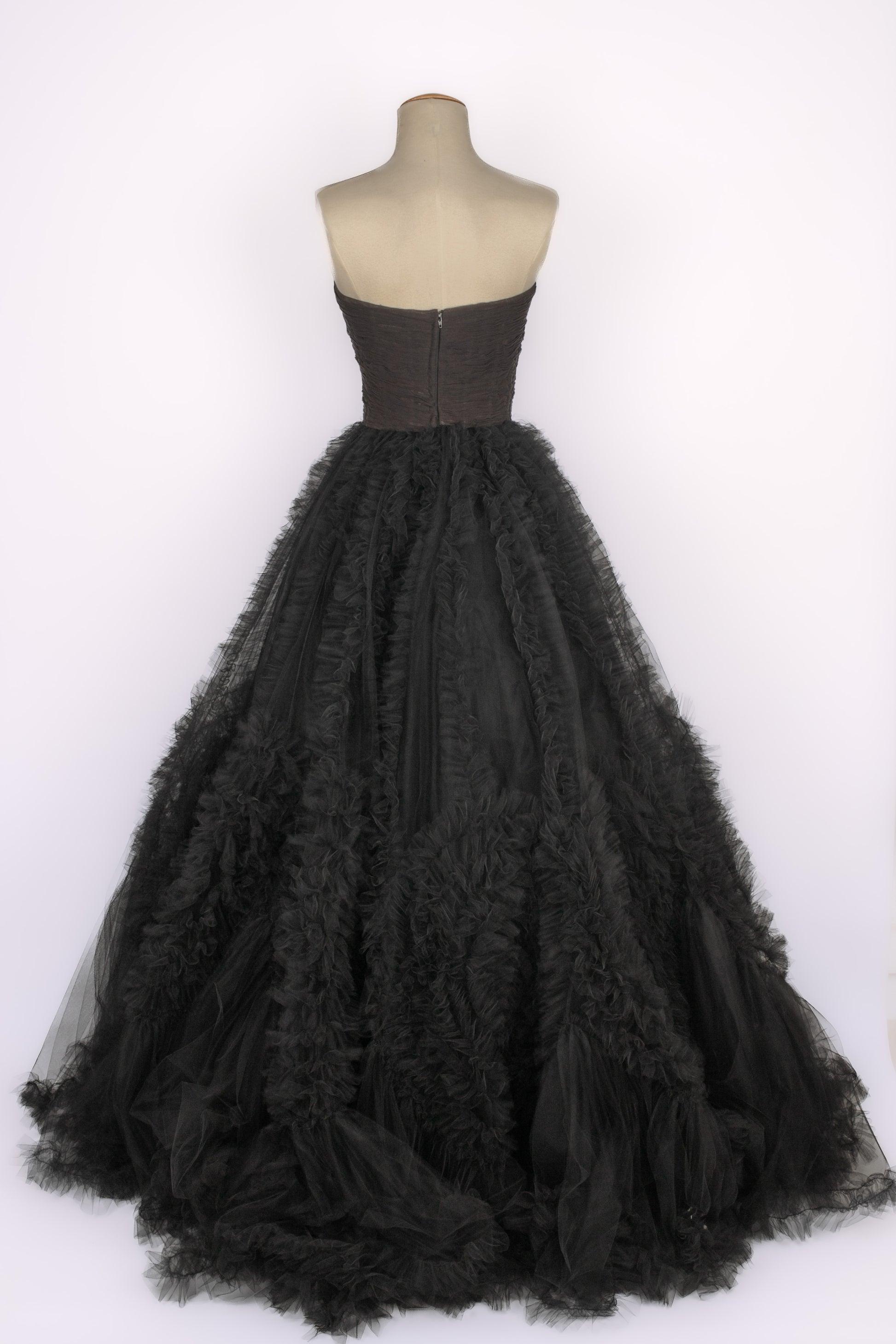 Nero Oscar De La Renta - Vestito da sera con bustier in tulle nero