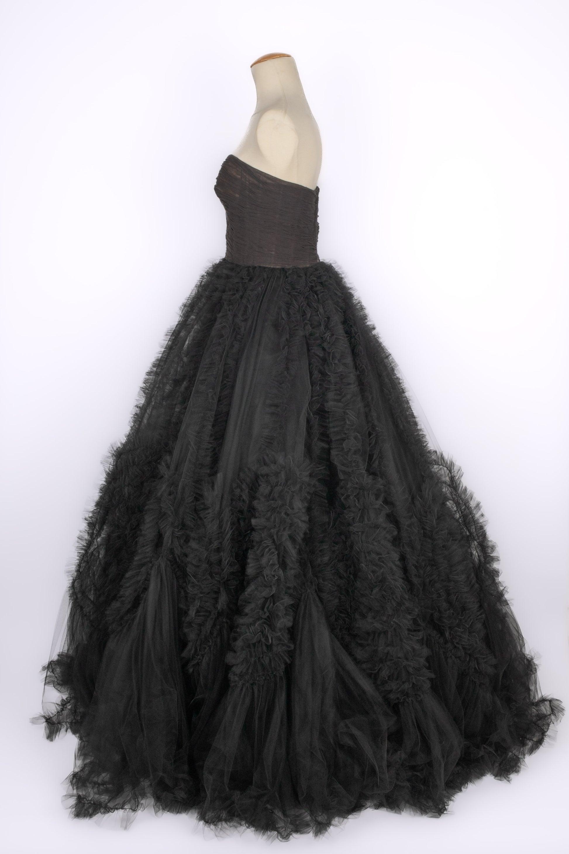 Oscar De La Renta - Vestito da sera con bustier in tulle nero In condizioni ottime a SAINT-OUEN-SUR-SEINE, FR