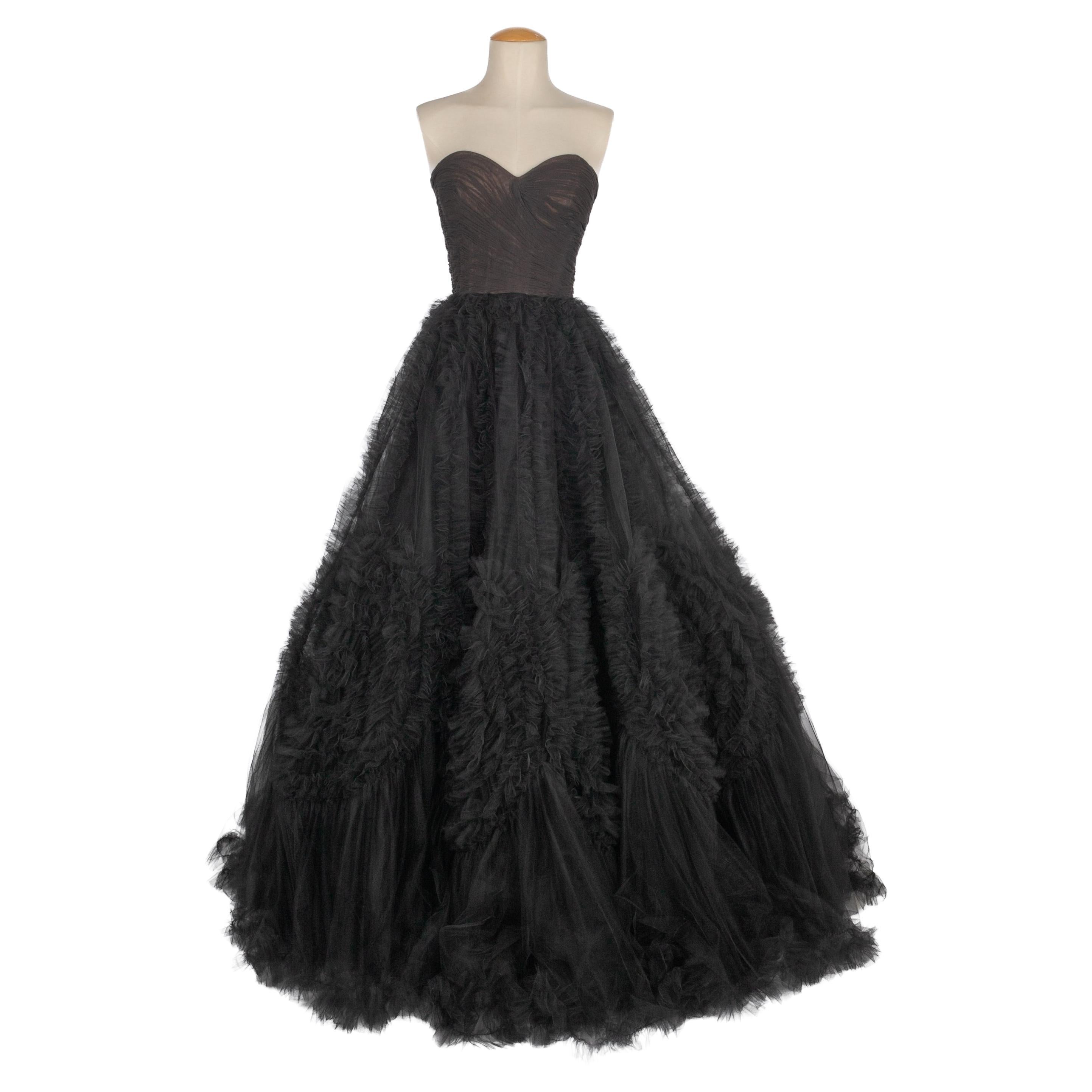 Oscar De La Renta - Vestito da sera con bustier in tulle nero