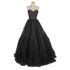 Oscar De La Renta - Vestito da sera con bustier in tulle nero