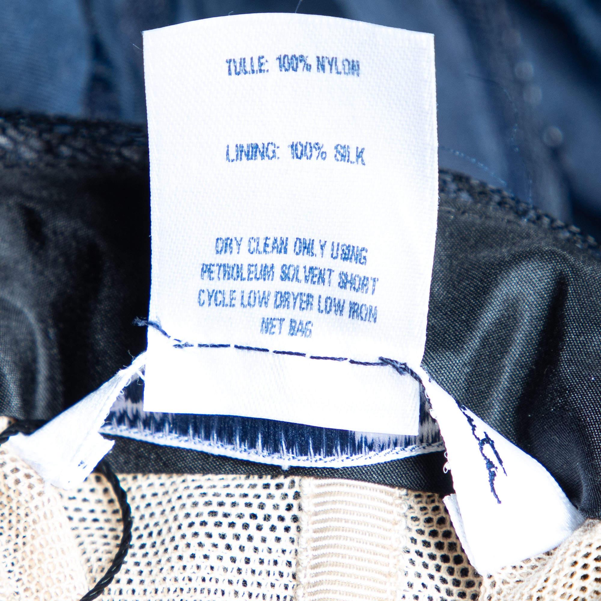 Oscar de la Renta Schwarzes Minikleid aus Tüll und geblümter Seide mit Paillettenverzierung L im Zustand „Gut“ im Angebot in Dubai, Al Qouz 2
