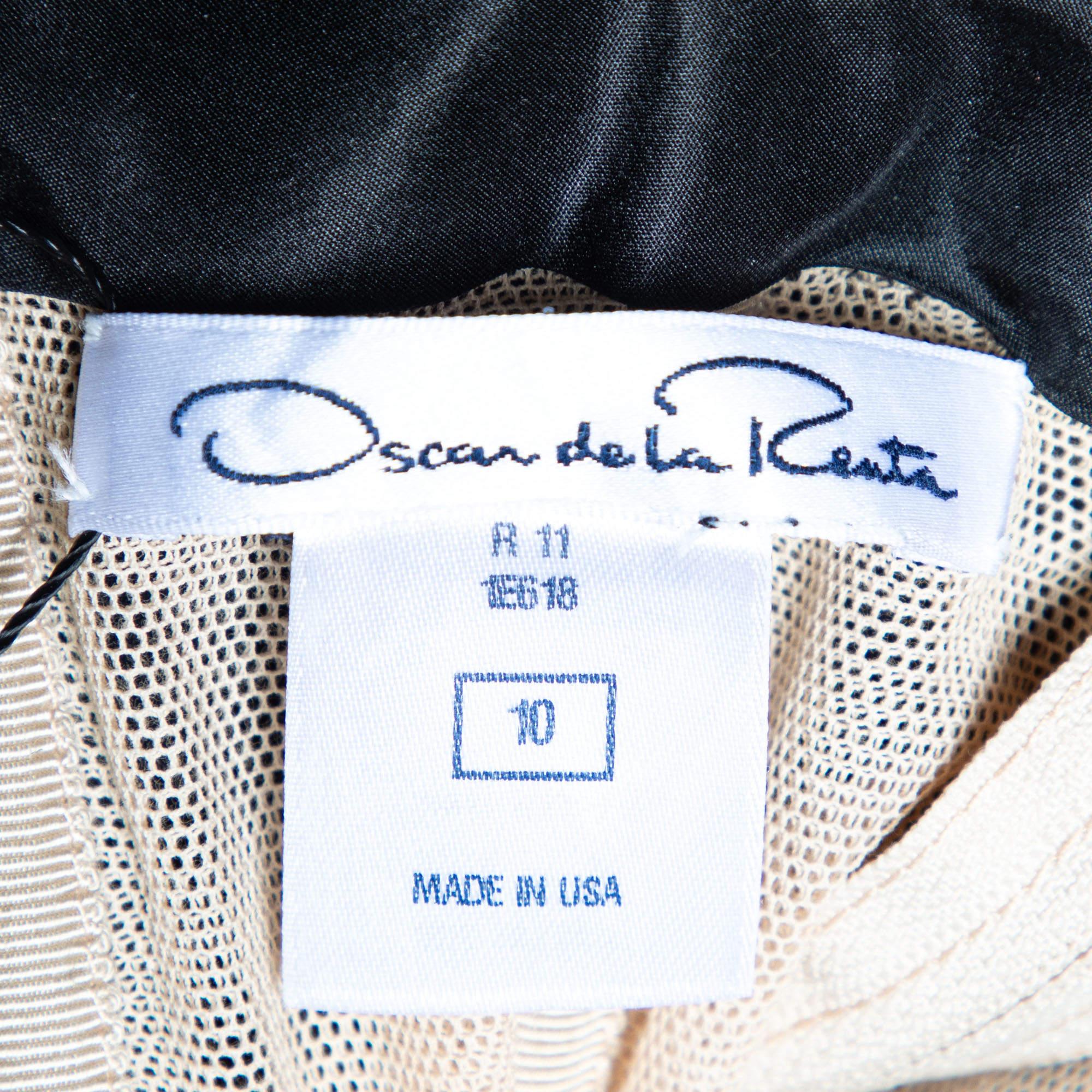 Oscar de la Renta Black Tulle & Floral Silk Sequin Embellished Mini Dress L For Sale 1