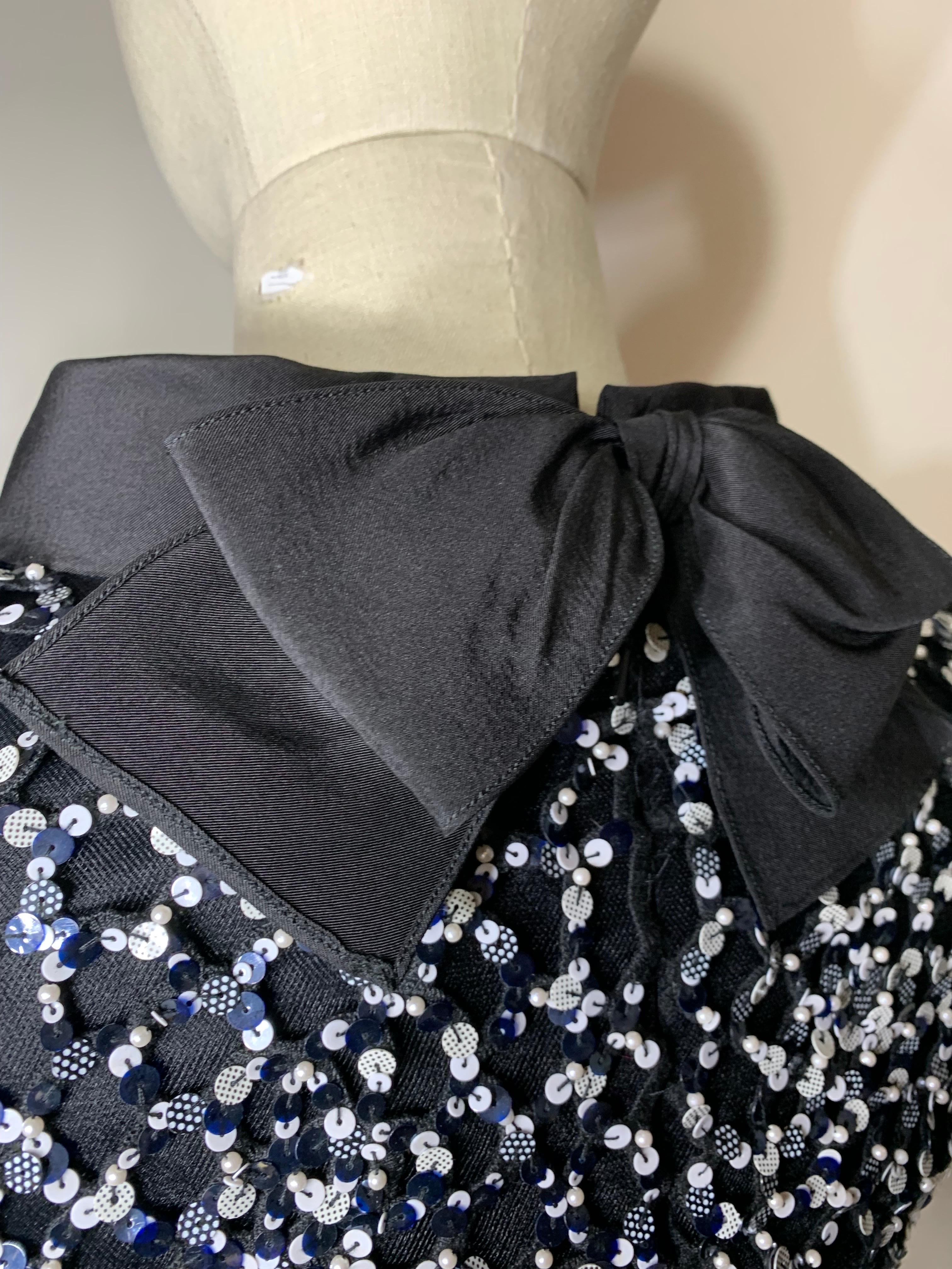 Oscar de la Renta Black & White Sequin Bell-Shaped Mini Cocktail Dress 7