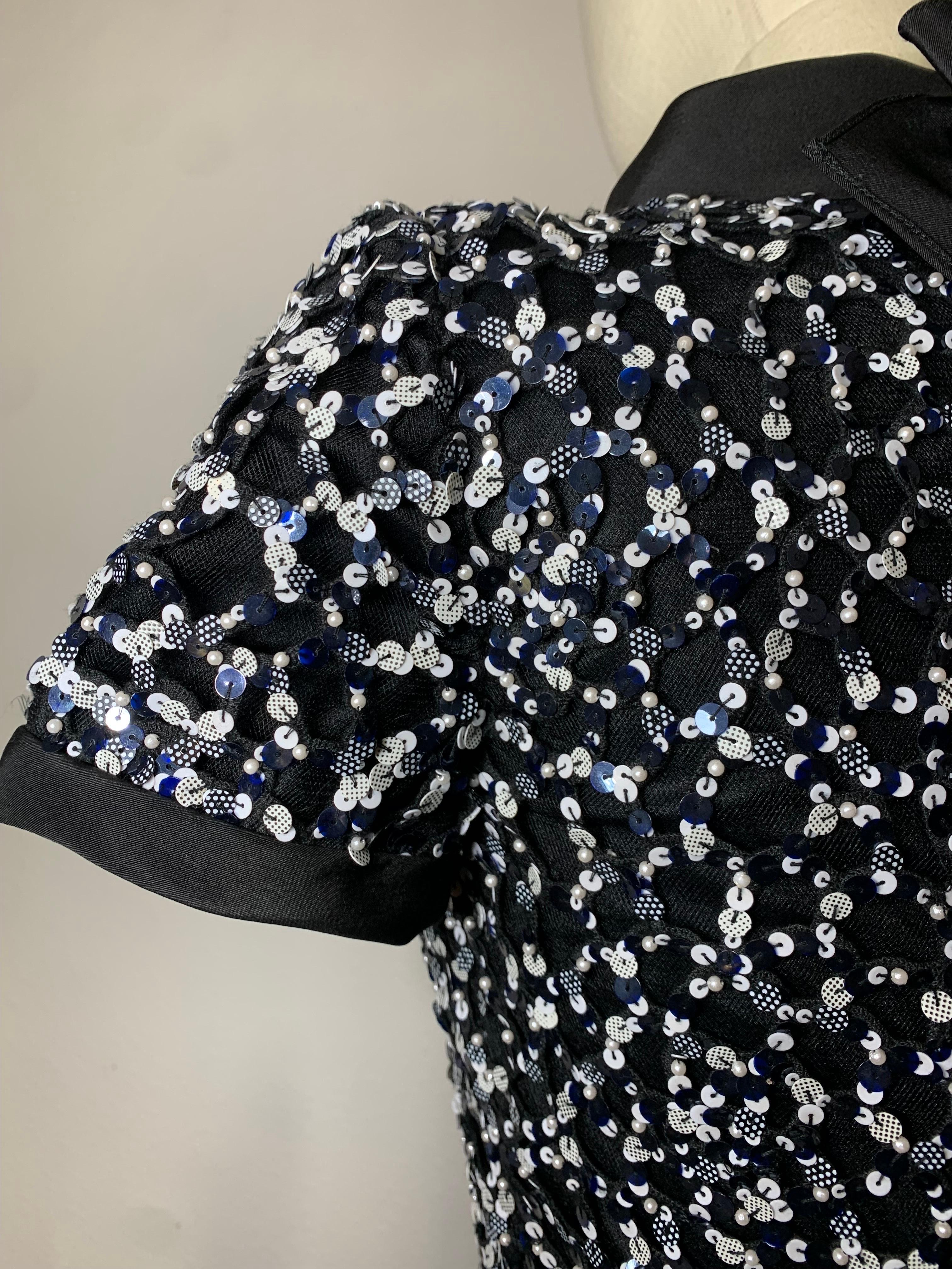 Oscar de la Renta Black & White Sequin Bell-Shaped Mini Cocktail Dress 8