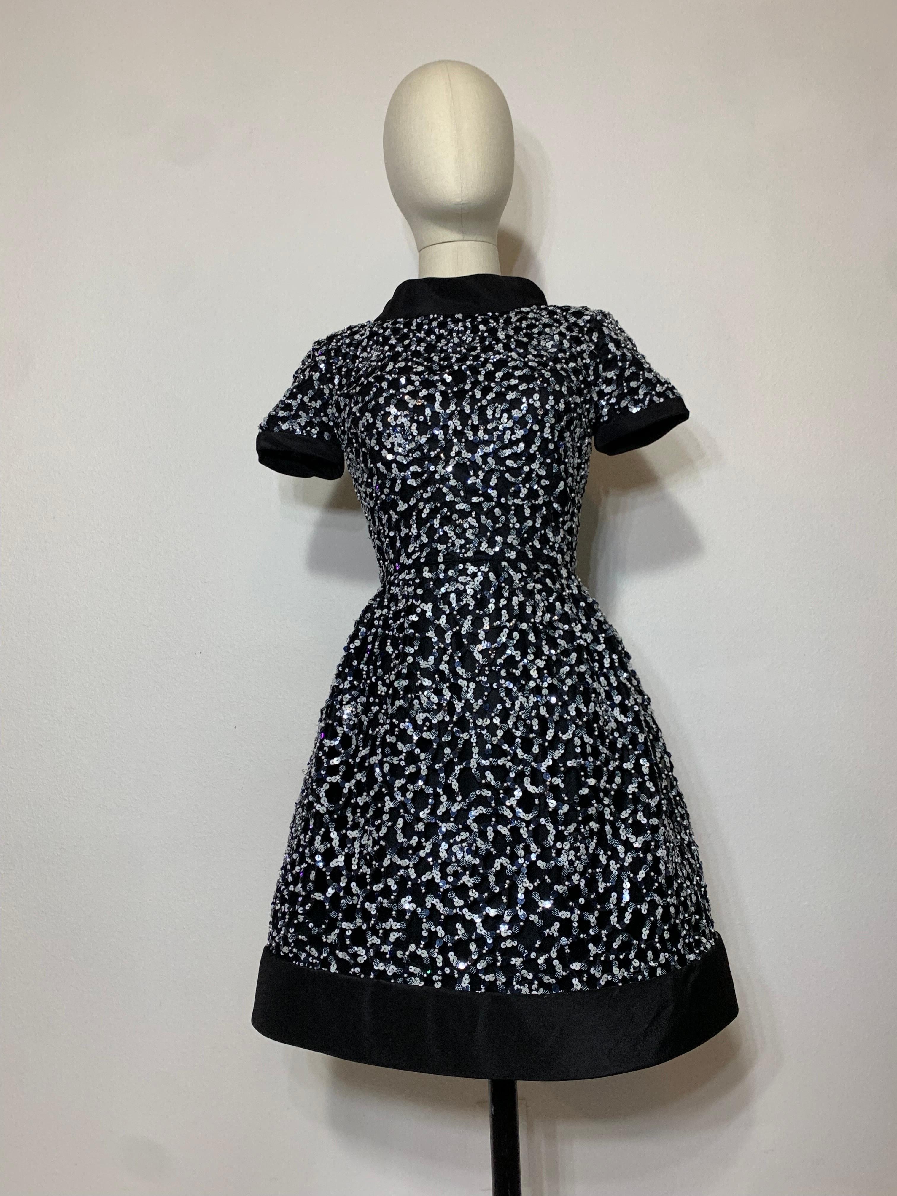 Oscar de la Renta Black & White Sequin Bell-Shaped Mini Cocktail Dress 11
