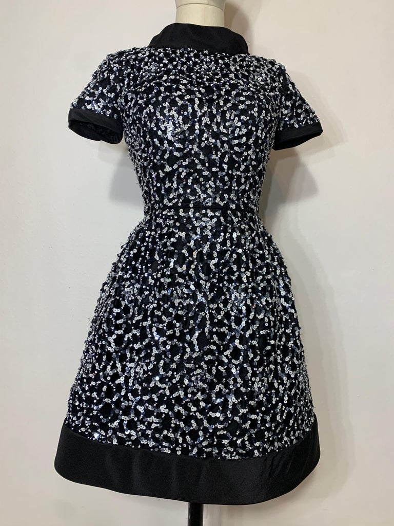 Oscar de la Renta Black and White Sequin Bell-Shaped Mini Cocktail Dress at  1stDibs