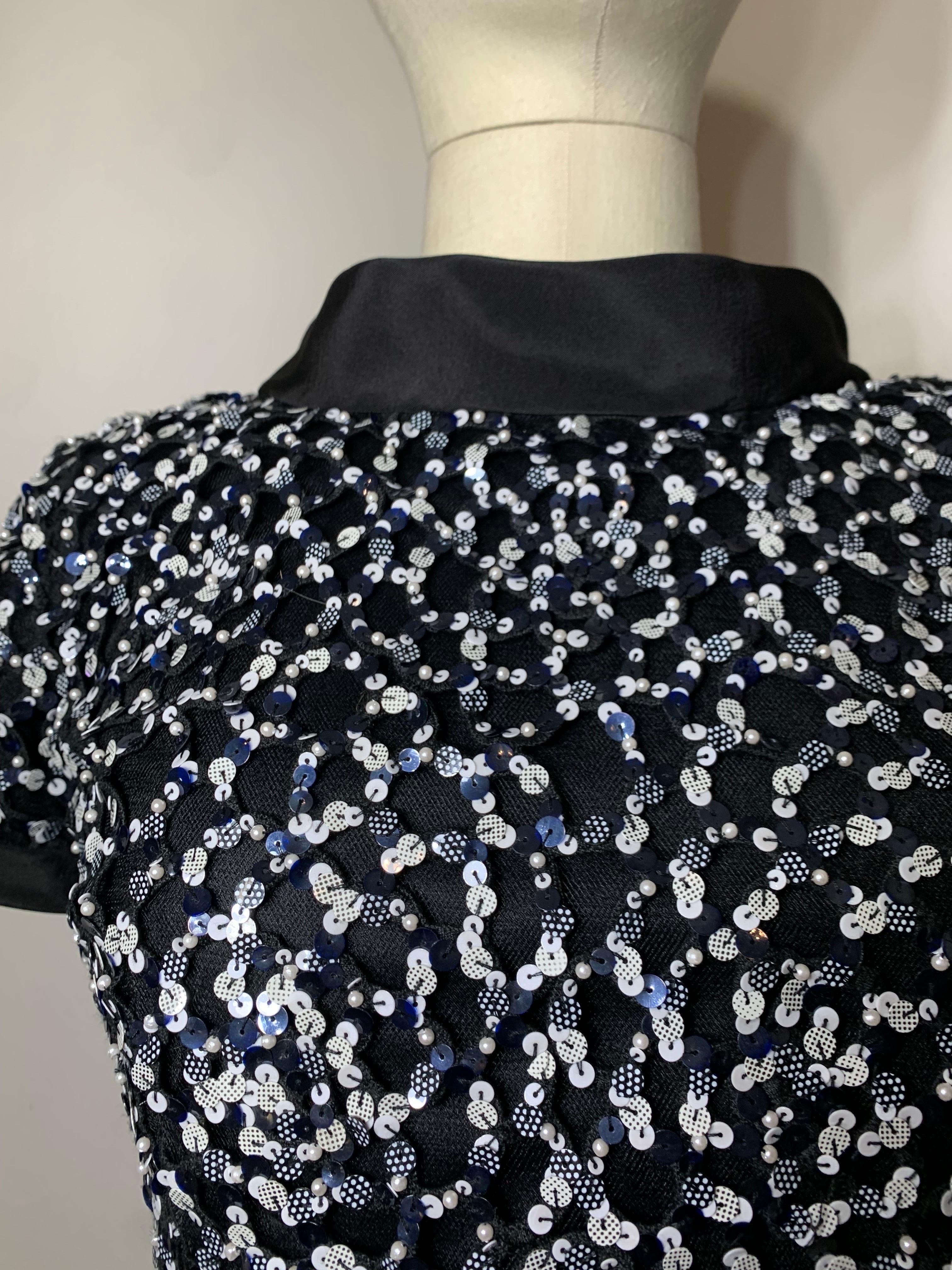 Women's Oscar de la Renta Black & White Sequin Bell-Shaped Mini Cocktail Dress
