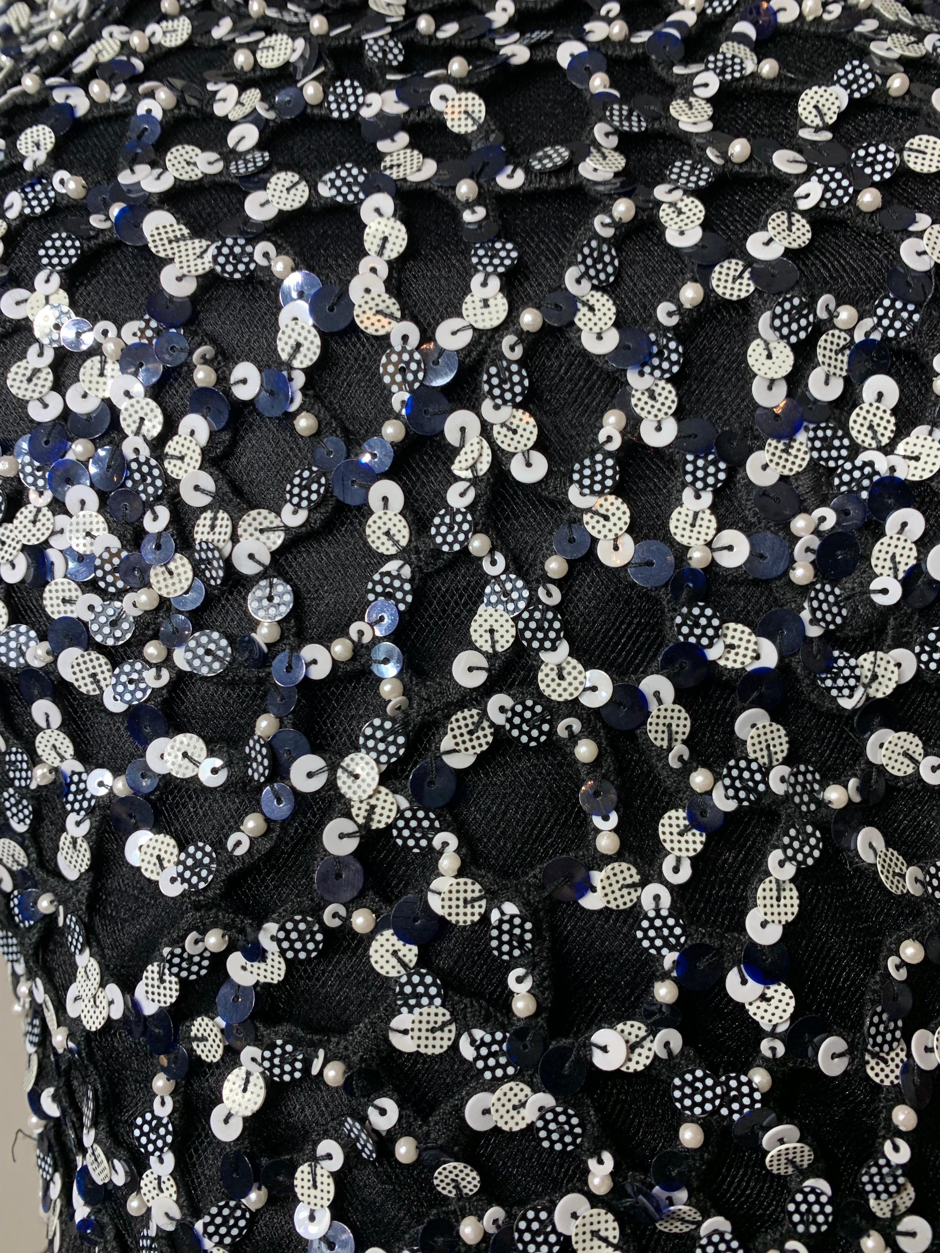 Oscar de la Renta Black & White Sequin Bell-Shaped Mini Cocktail Dress 2