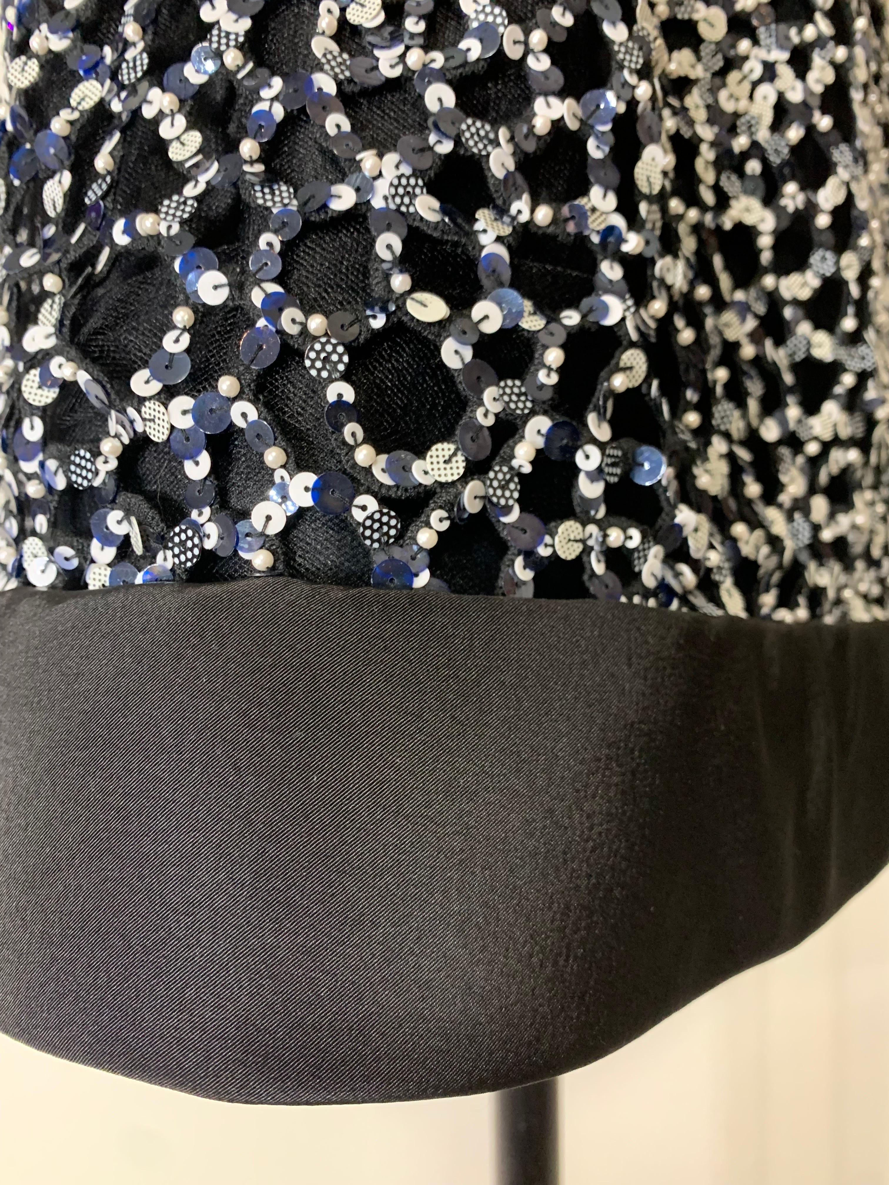 Oscar de la Renta Black & White Sequin Bell-Shaped Mini Cocktail Dress 3