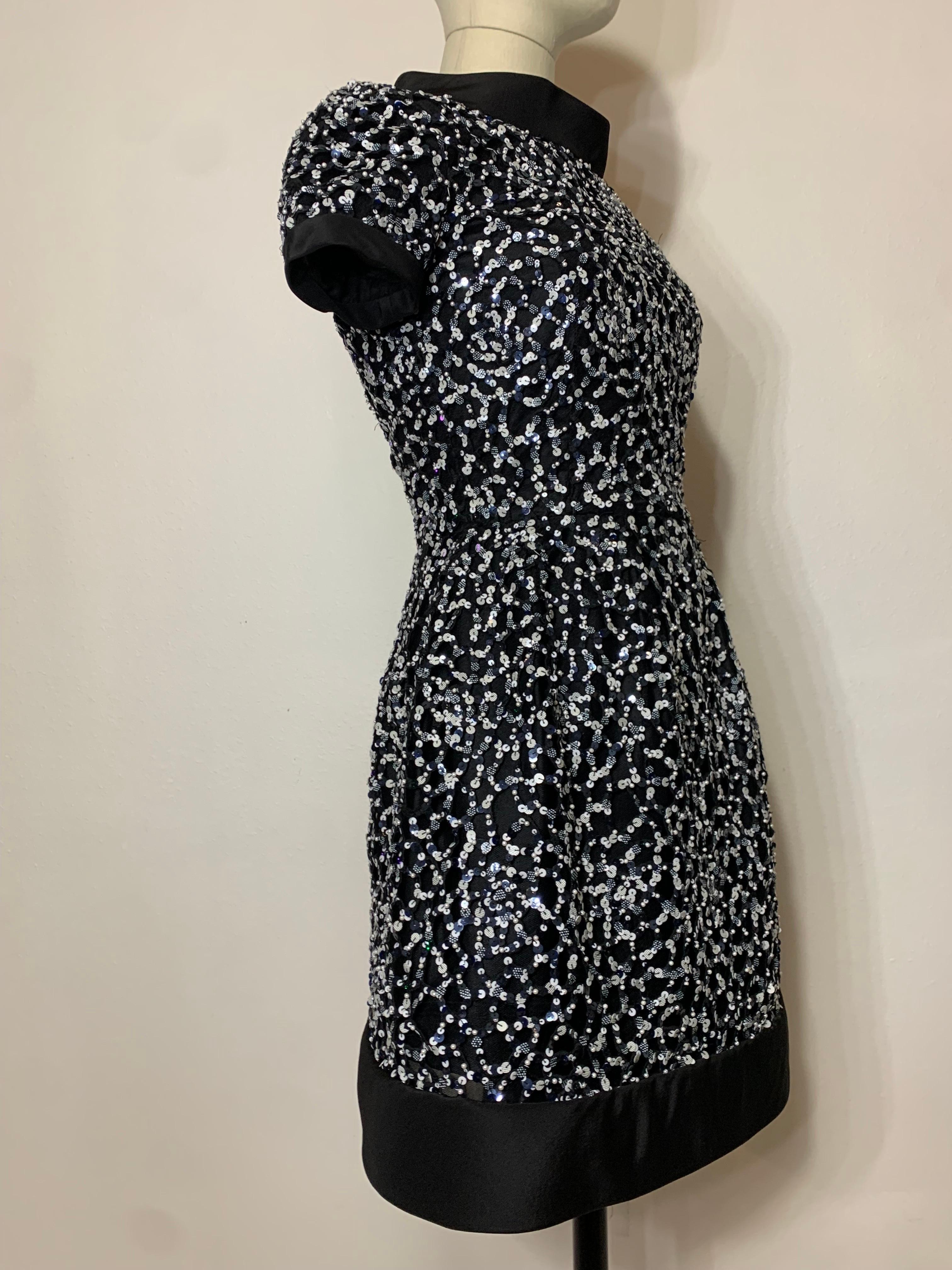 Oscar de la Renta Black & White Sequin Bell-Shaped Mini Cocktail Dress 4