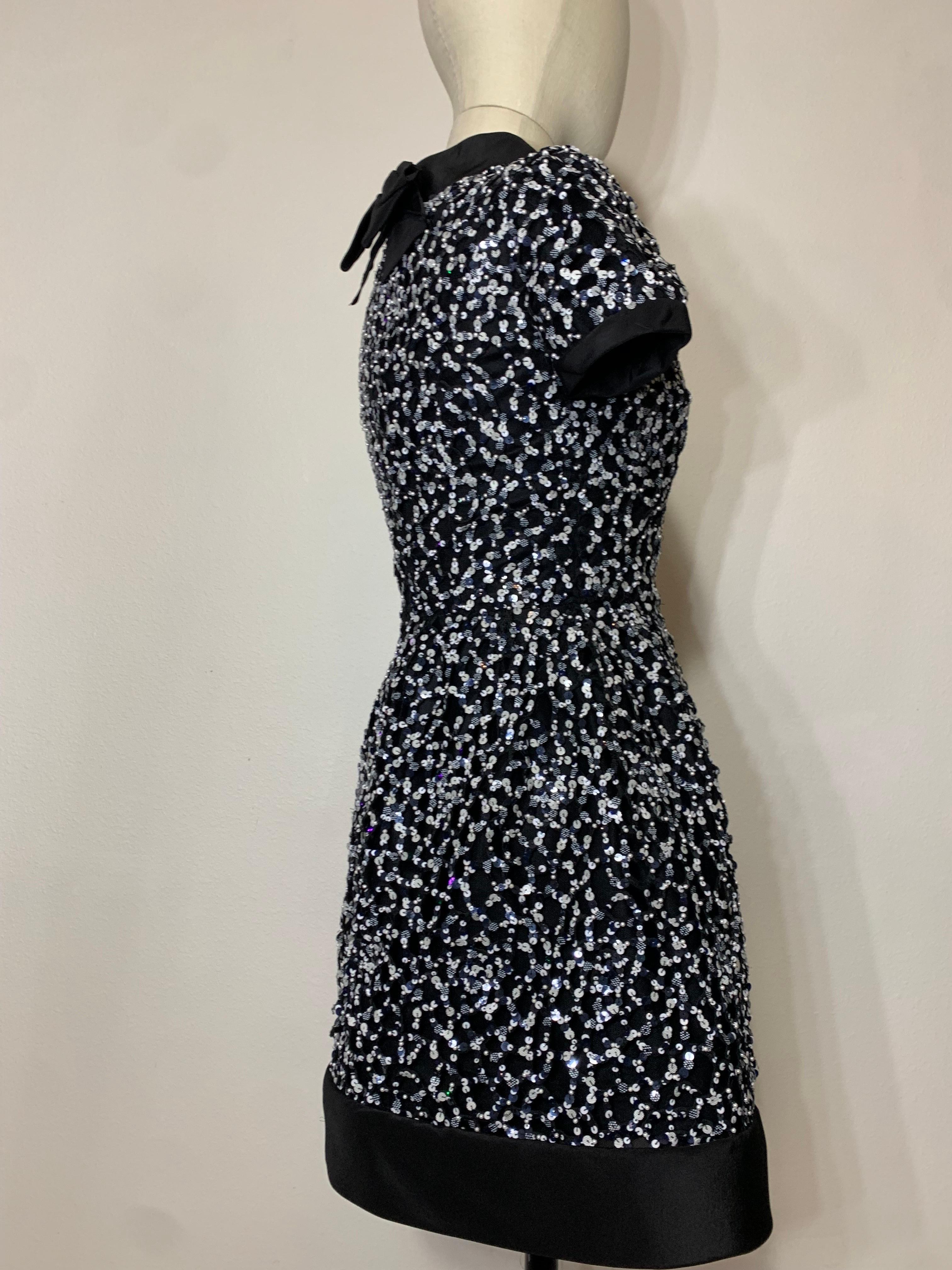 Oscar de la Renta Black & White Sequin Bell-Shaped Mini Cocktail Dress 5