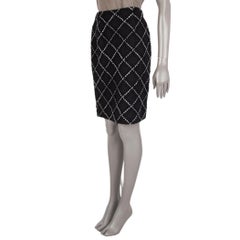 OSCAR DE LA RENTA black & white wool EMBROIDERED Skirt 4 XS