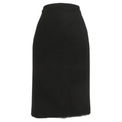 Oscar de la Renta Black Wool Blend Pencil Skirt M