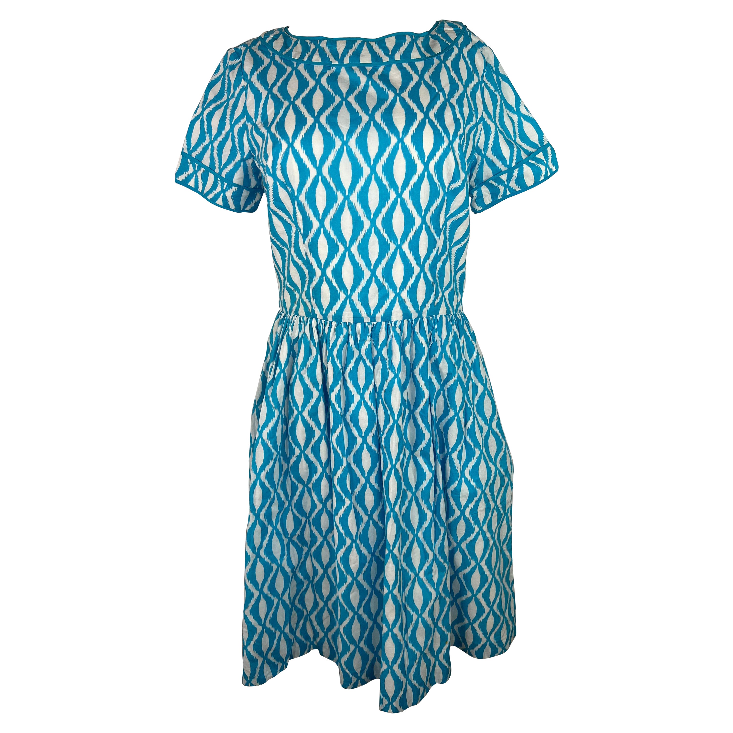 Oscar de la Renta Blaues und weißes Kleid, Größe 10