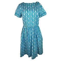 Oscar de la Renta Blaues und weißes Kleid, Größe 10
