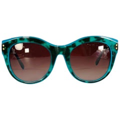 OSCAR DE LA RENTA Blue Black Marbled Acetate Sunglasses