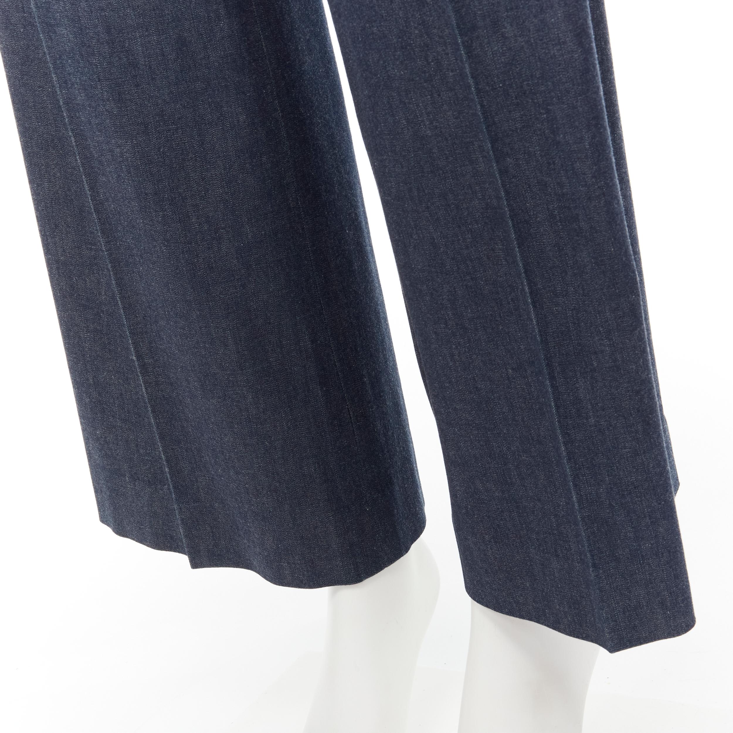 OSCAR DE LA RENTA blue cotton wide leg pants US0 XS For Sale 2