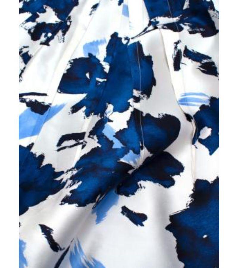 Oscar de la Renta Blue Printed Belted Dress For Sale 6