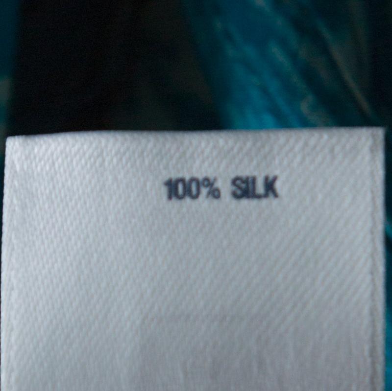 Oscar de La Renta Blue Printed Toile Silk Pleated Sleeveless Dress L 1