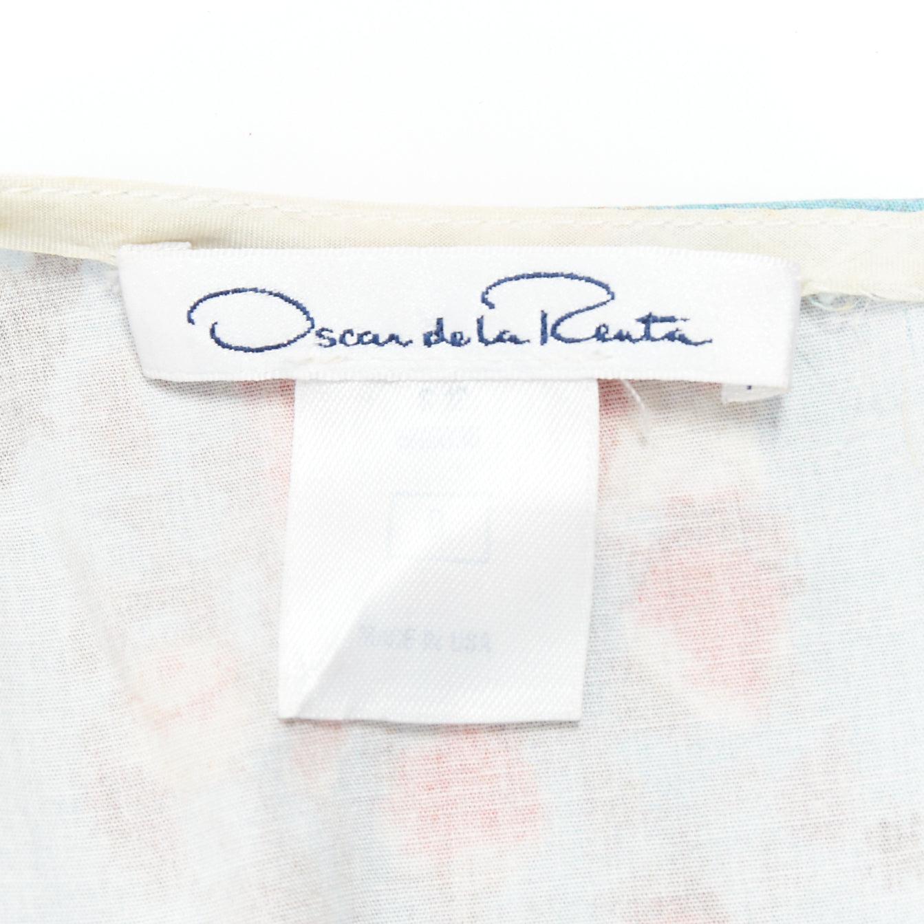 OSCAR DE LA RENTA blue red vintage print cocktail dress US0 XS Taylor Swift For Sale 4