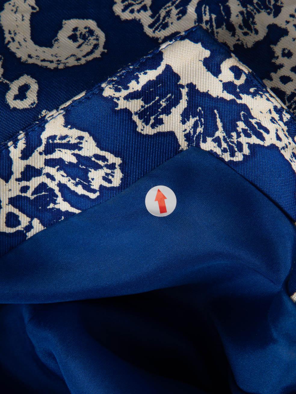 Donna Oscar De La Renta - Vestito in seta blu con motivo astratto - taglia XS in vendita