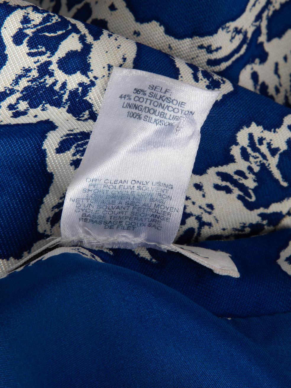 Oscar De La Renta - Vestito in seta blu con motivo astratto - taglia XS in vendita 2
