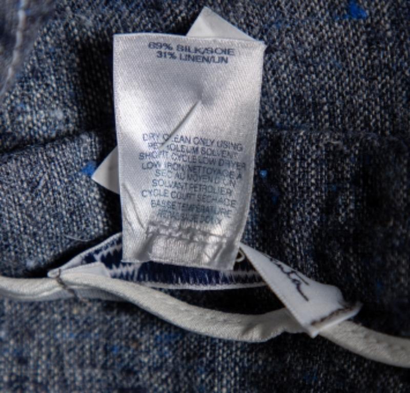 Grigio Oscar De La Renta Gonna in seta e lino blu con bordi in pizzo MTO in vendita